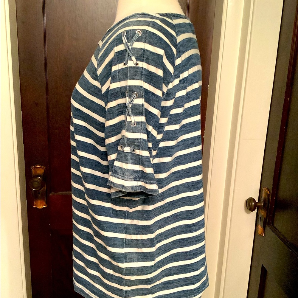 Nautical blue and white striped short sleeve top